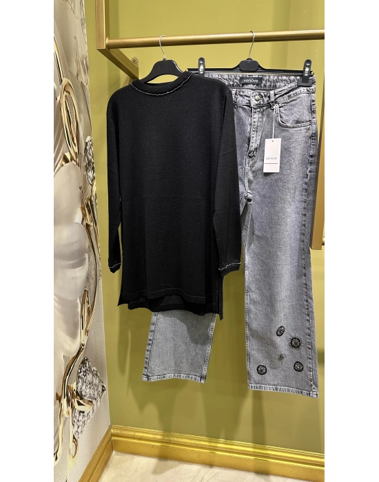 Venöve 25FWTRI0001 Siyah Alava Triko