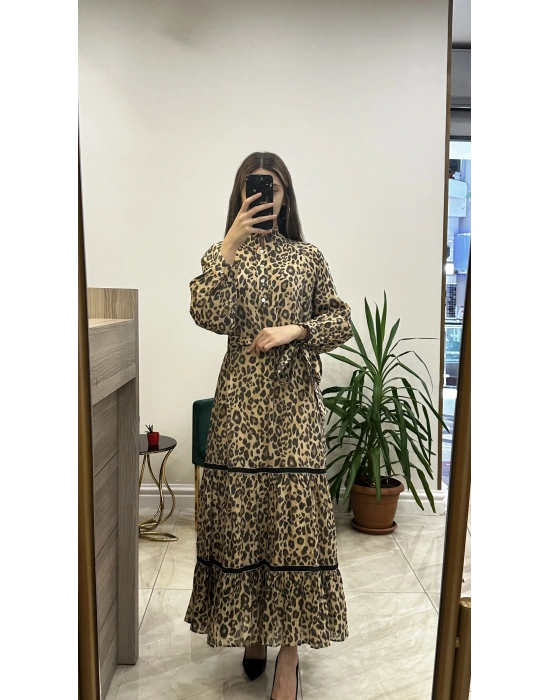 Venöve 25SSELB002 Masha Elbise Leopar