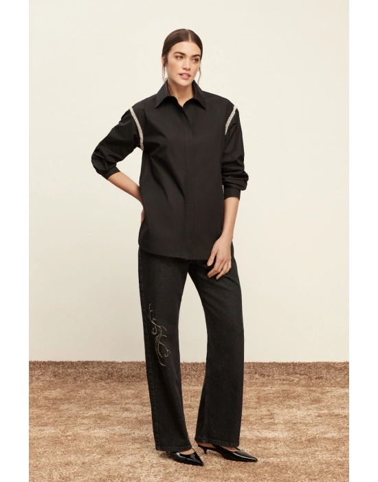 Venöve 25SSGOM0008 Siyah Sarah Gömlek