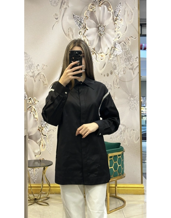 Venöve 25SSGOM0008 Siyah Sarah Gömlek