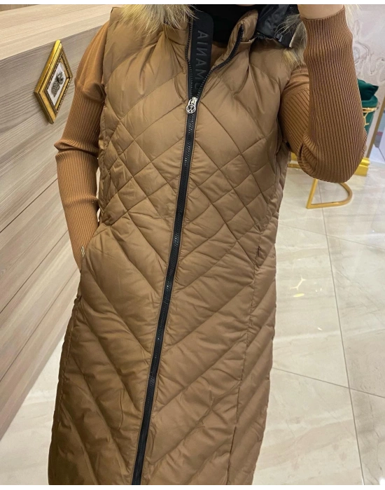 WOMANİA YELEK EQVATOR KARAMEL