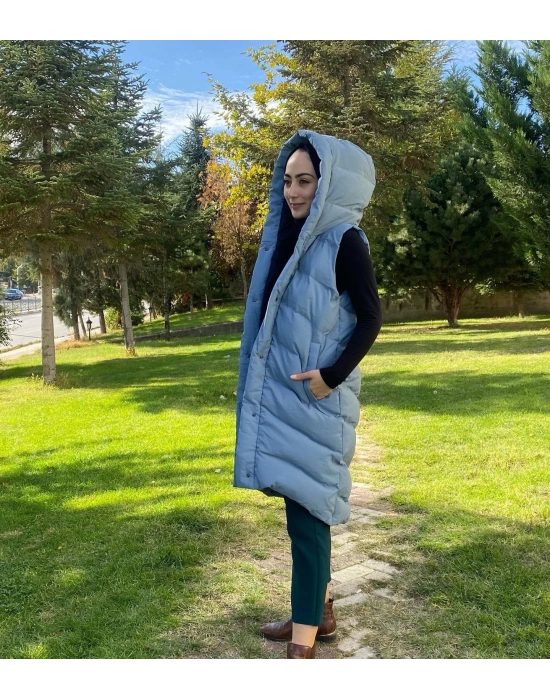 WOMANİA YELEK PEKİN MAVİ