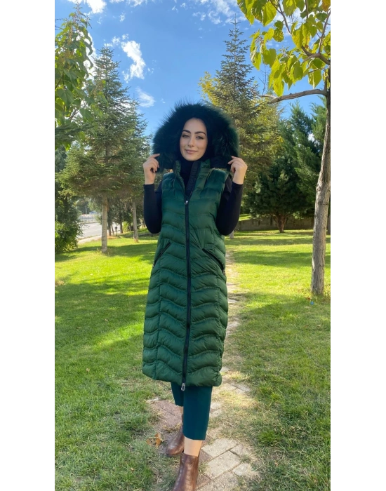 WOMANİA YELEK WAVY YEŞİL