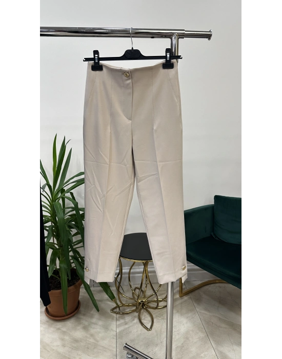 Yusuf Özdemir 25Y1453 Paçası Düğmeli Pantolon Bej