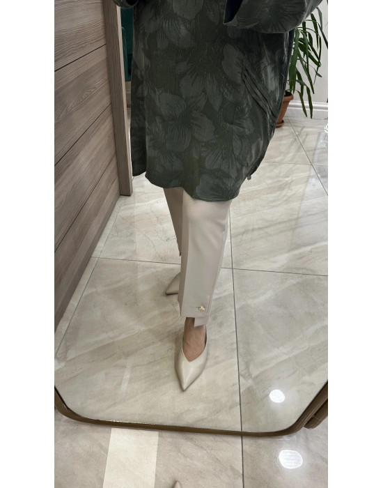 Yusuf Özdemir 25Y1453 Paçası Düğmeli Pantolon Bej