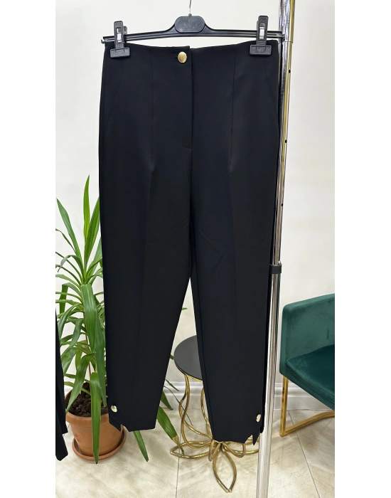 Yusuf Özdemir 25Y1453 Paçası Düğmeli Pantolon Siyah