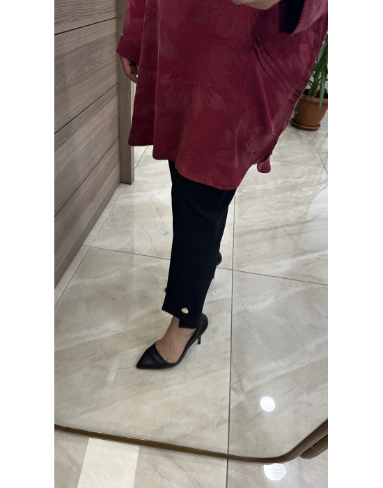 Yusuf Özdemir 25Y1453 Paçası Düğmeli Pantolon Siyah