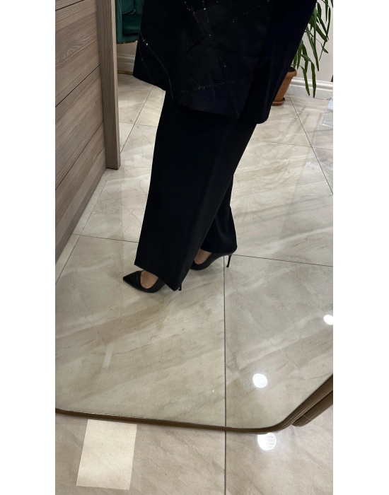 Yusuf Özdemir 25Y1497 Beli Yazılı Pantolon Siyah