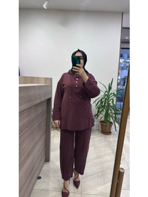 Magazin 7416 Tencel Takım Bordo