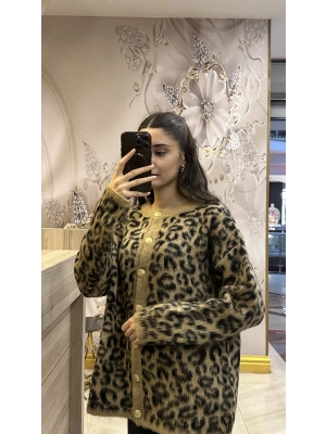 Ayd Leopar Hırka Kahverengi