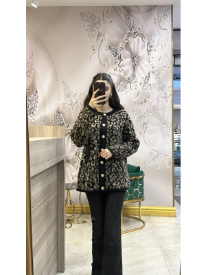 Ayd Leopar Hırka siyah kahve