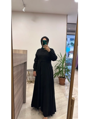 Ceremony 6702 Anjelik önden yarım düğmeli elbise.Siyah