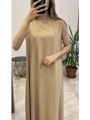 Ceremony 6703 Kolsuz Tam boy elbise .Camel