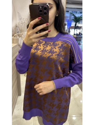 Ghisa 5KÖRTNK4781 Mor Kare Desenli Tunik