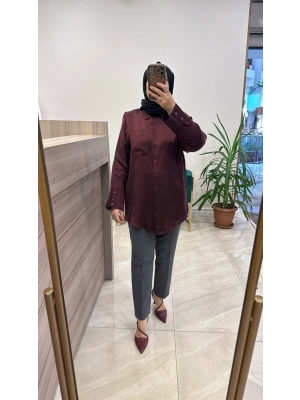 Hilay Qupra gömlek Bordo