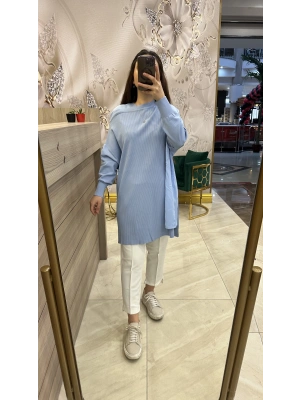 İnvee 6250 omzu şifon tunik bebe mavi