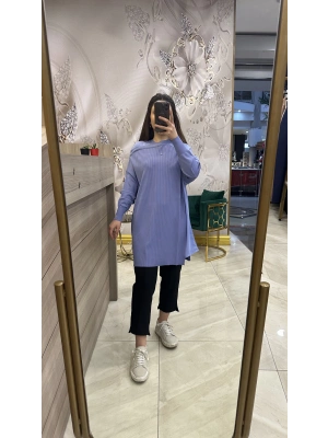 İnvee 6250 omzu şifon tunik lila