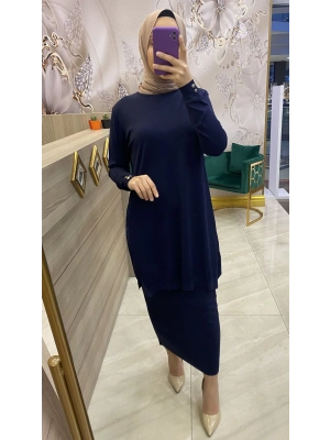 İnvee Merserize Etek Lacivert