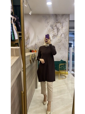 İnvee Merserize Tunik Kahverengi