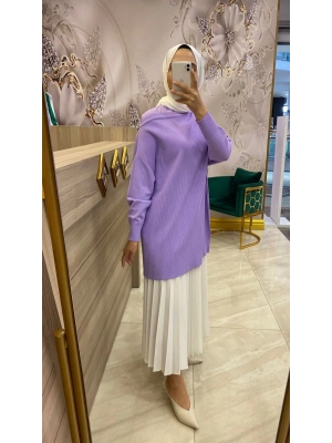 İnvee Omzu Şifonlu Tunik Eflatun 6250