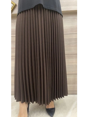 İnvee Pliseli Etek Kahverengi