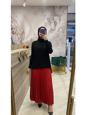 İnvee Pliseli Etek Kırmızı