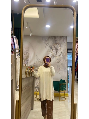 İnvee Vanilya Yanları Şifonlu Tunik 5860