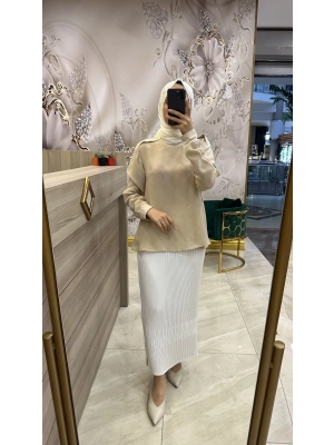 Misswhence Pliseli Etek ekru