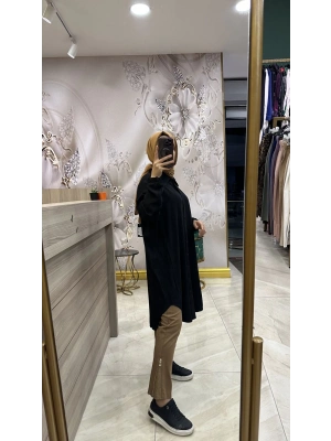 Misswhence Yandan Fermuarlı Pantolon Taba