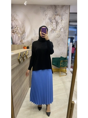 Niqozza Pliseli Etek Mavi