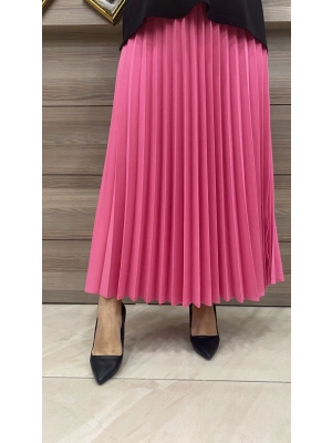 Niqozza Pliseli Etek fuşya