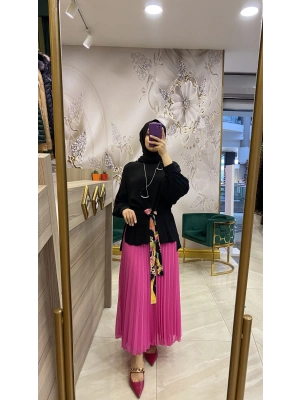 Niqozza pliseli şifon Etek