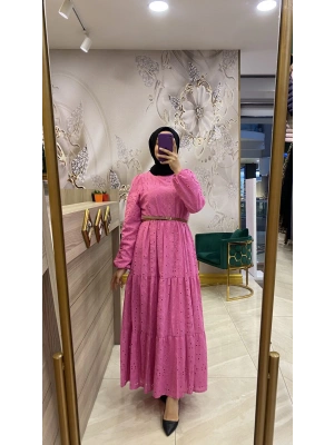 Nurcan Çetin Brode Elbise Pembe