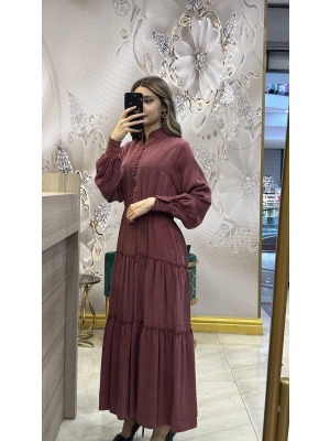 QEFFA 087 İpek Liosel Kırmızı Elbise