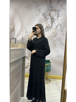 QEFFA 159 Abaya Şifon Siyah