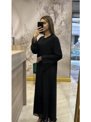 QEFFA 193 ŞifonKrep Abaya Siyah