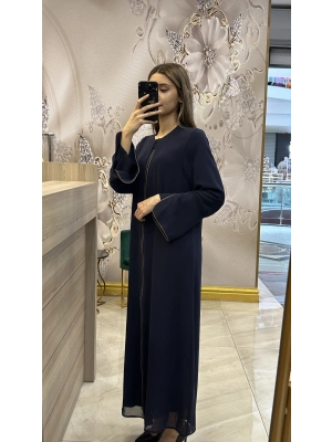 QEFFA 196 Şifon Krep Abaya Lacivert
