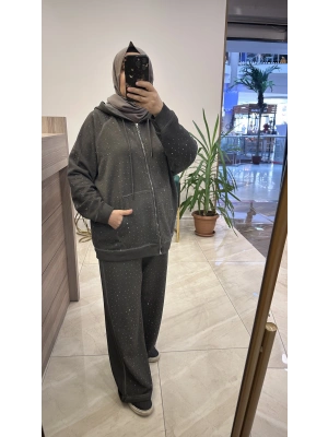 Taşlı İkili Takım Gri