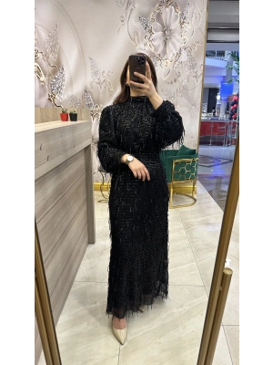 Venöve 24SSELB0007 Siyah Payetli Elbise