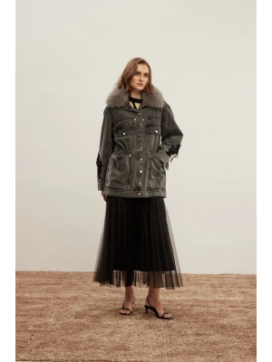 Venöve 25FWCEK0029 Gri Mone Ceket