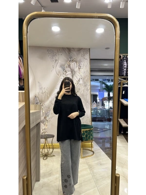 Venöve 25FWTRI0001 Siyah Alava Triko