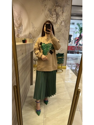 Venöve Embroıdery Sweat Camel 24SSSWE0001