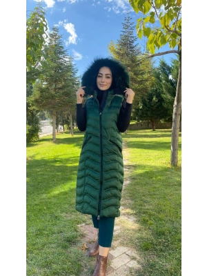 WOMANİA YELEK WAVY YEŞİL