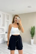 ALO Baskılı Modal Kumaş Şort Siyah