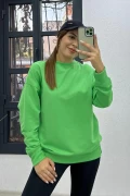 Basic Sweatshirt Fosforlu Yeşil