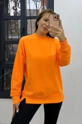 Basic Sweatshirt Fosforlu Turuncu