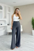 Bel Korsajlı Bol Paça Pantolon Antrasit