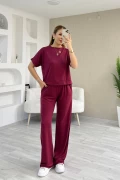 Bisiklet Yaka Oysho Kumaş Pike Takım Bordo
