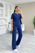 Bisiklet Yaka Oysho Kumaş Pike Takım Mavi