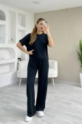 Bisiklet Yaka Oysho Kumaş Pike Takım Siyah